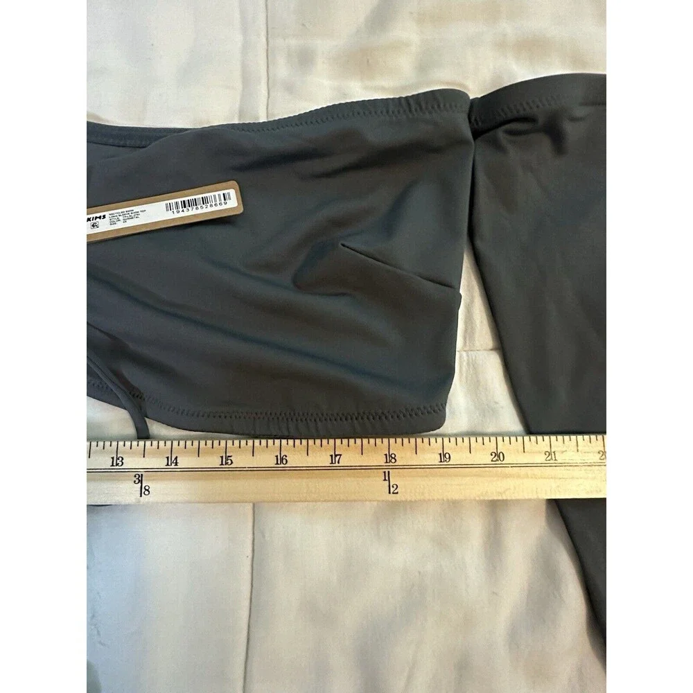 SKIMS‎ Recycled Swim Long Sleeve Bikini Top Gunmetal Gray Women's SIZE 4X NWT